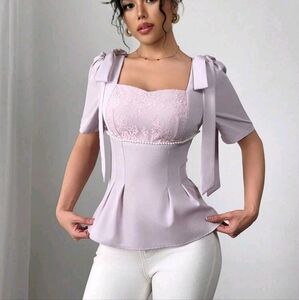 Elegant Lavender Lace Women's Top45$